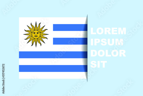 Half Uruguay flag vector with copy space, country flag with shadow style, horizontal slide effect, Uruguay icon design asset, text area, simple flat design