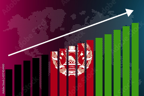 Afghanistan bar chart graph, increasing values, country statistics concept, Afghanistan country flag on bar graph