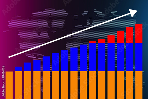 Armenia bar chart graph, increasing values, country statistics concept, Armenia country flag on bar graph