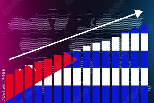 Cuba bar chart graph, increasing values, country statistics concept, Cuba country flag on bar graph
