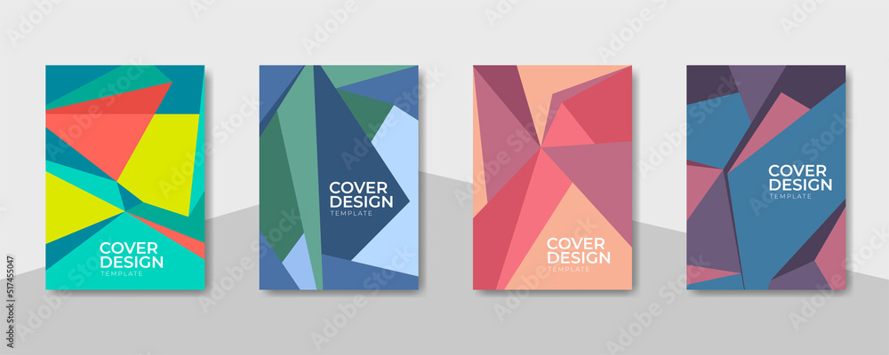 Set cover design template with abstract low poly design.