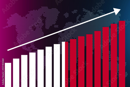 Malta bar chart graph, increasing values, country statistics concept, Malta country flag on bar graph