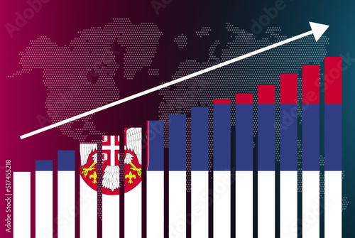 Serbia bar chart graph, increasing values, country statistics concept, Serbia country flag on bar graph