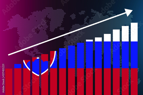 Slovakia bar chart graph, increasing values, country statistics concept, Slovakia country flag on bar graph