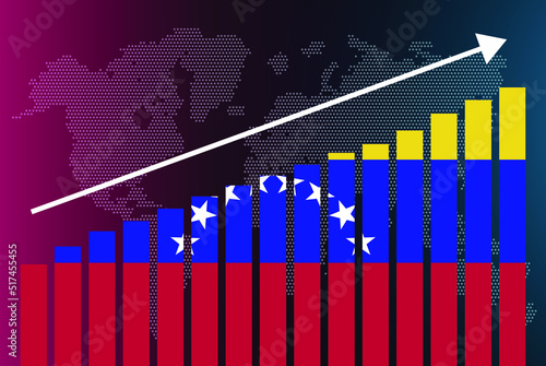 Venezuela bar chart graph, increasing values, country statistics concept, Venezuela country flag on bar graph