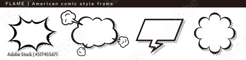 アメリカンコミック風のポップな吹き出しやフレーム