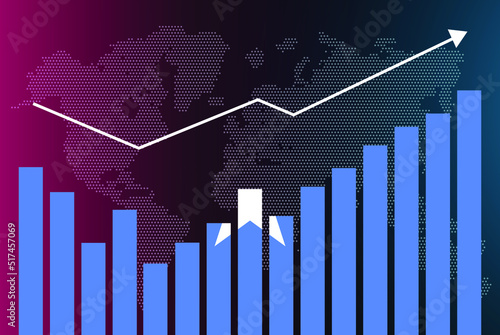 Somalia bar chart graph with ups and downs, increasing values, Somalia country flag on bar graph, upward rising arrow on data, news banner idea, developing country concept