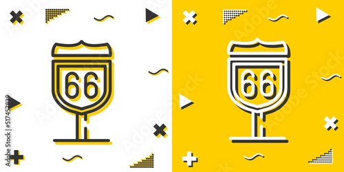 route 66 line icon. Simple outline style.route 66 linear sign. Vector illustration isolated on white background. Editable stroke EPS 10 photo