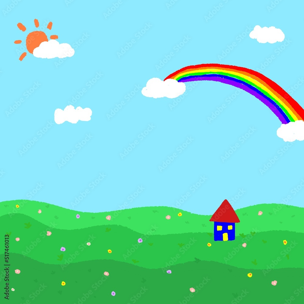 rainbow and house