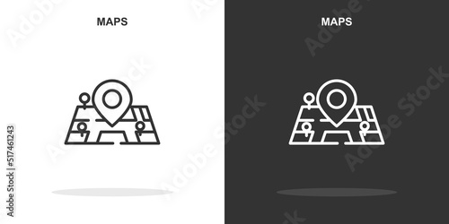 maps line icon. Simple outline style.maps linear sign. Vector illustration isolated on white background. Editable stroke EPS 10 photo