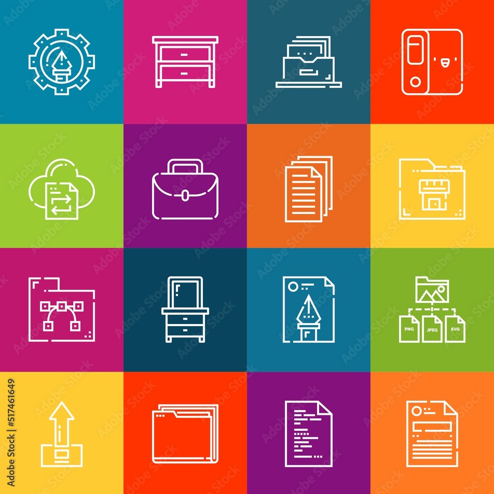 Modern thin line icons set of folder elements. Premium quality outline ...