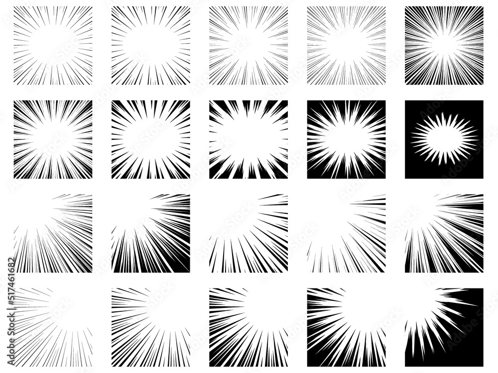 Fototapeta premium 集中線のベクターイラストの素材セット
