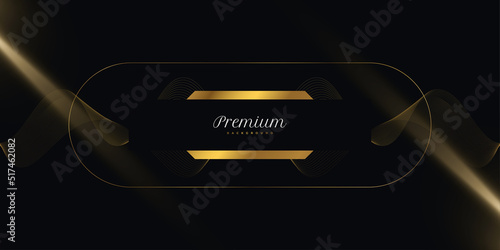 Luxury Black and Gold Background with Wavy Gold Lines and Light Effect. Premium Black and Gold Background for Award, Nomination, Ceremony, Formal Invitation or Certificate Design