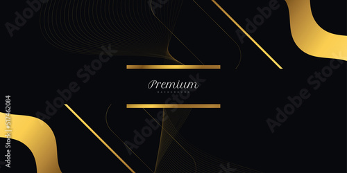 Luxury Black and Gold Background with Wavy Gold Lines. Premium Black and Gold Background for Award, Nomination, Ceremony, Formal Invitation or Certificate Design