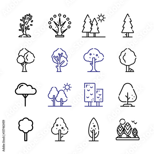 spruce Icon Set with line icons. Modern Thin Line Style. Suitable for Web and Mobile Icon. Vector illustration EPS 10.
