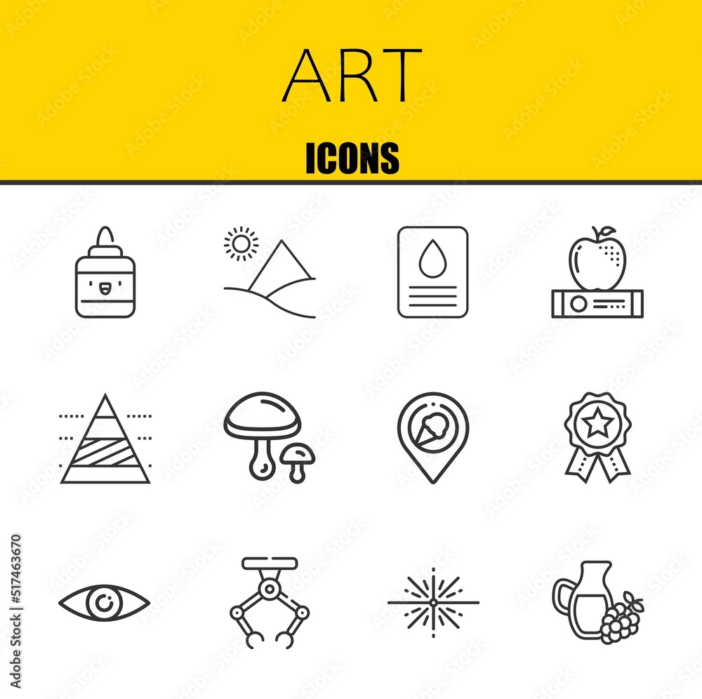 art vector line icons set. glue, pyramid and soap Icons. Thin line design. Modern outline graphic elements, simple stroke symbols stock illustration