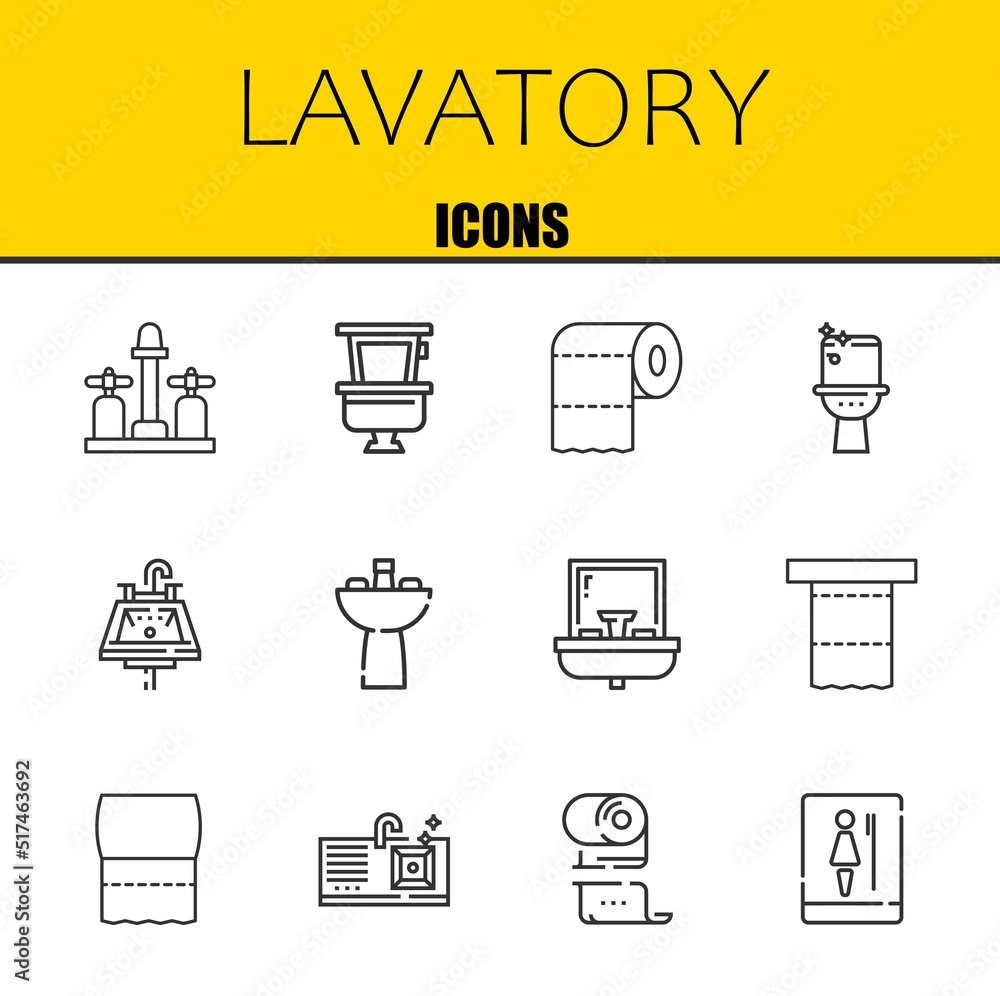 lavatory vector line icons set. sink, toilet and toilet paper Icons. Thin line design. Modern outline graphic elements, simple stroke symbols stock illustration lavatory vector line icons set. sink, toilet and toilet paper Icons. Thin line design. Modern outline graphic elements, simple stroke symbols stock illustration
