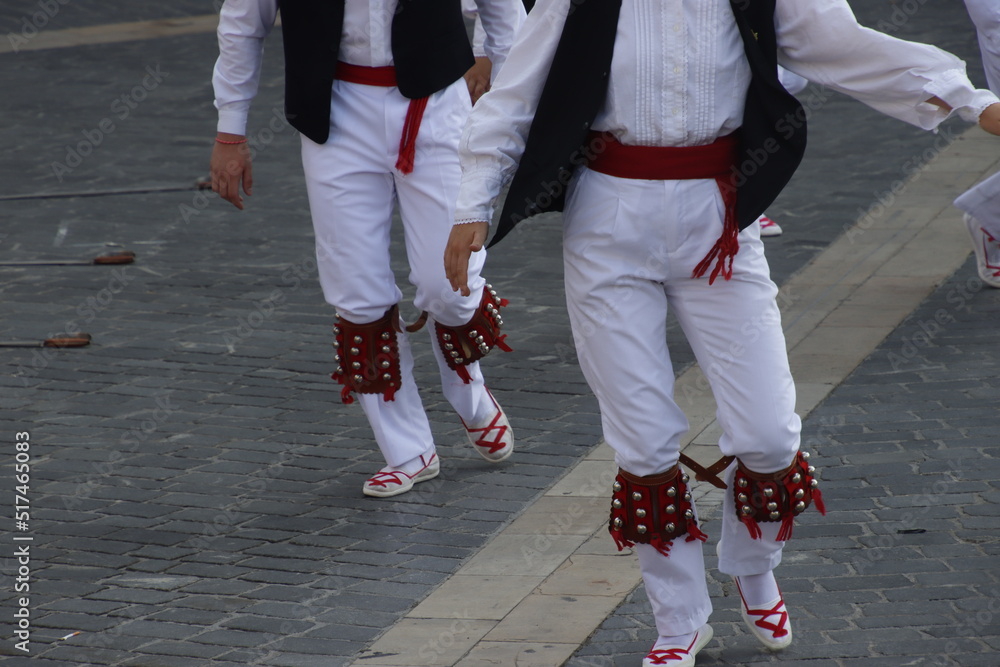 Traditional Basque dance in a street festival Traditional Basque dance in a street festival