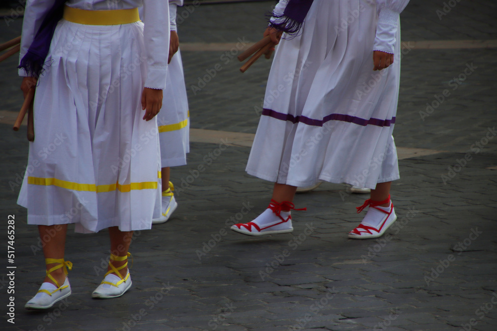 Traditional Basque dance in a street festival