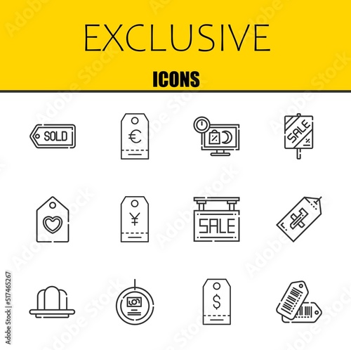 exclusive vector line icons set. tag, tag and sale Icons. Thin line design. Modern outline graphic elements, simple stroke symbols stock illustration
