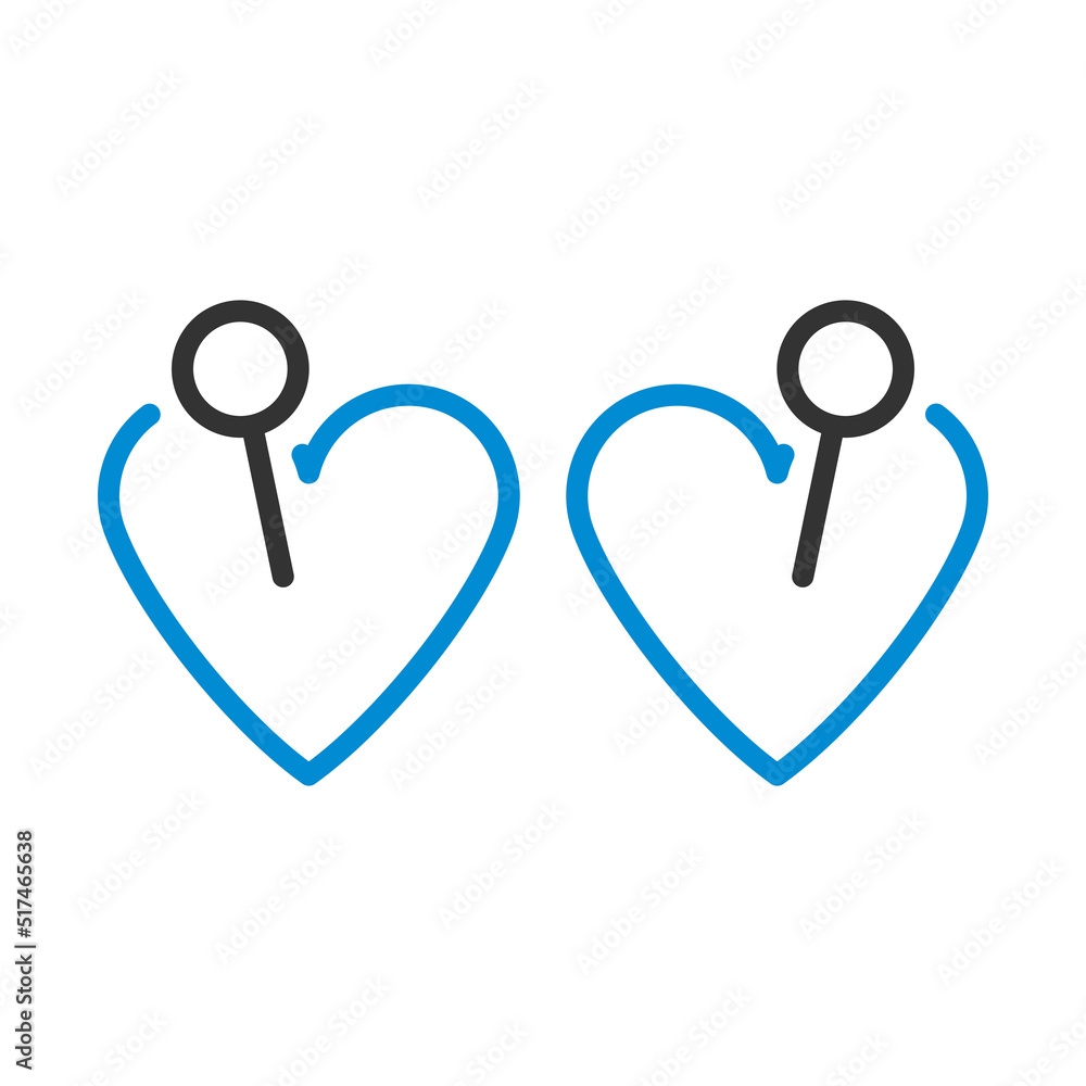 Two Valentines Heart With Pin Icon Two Valentines Heart With Pin Icon
