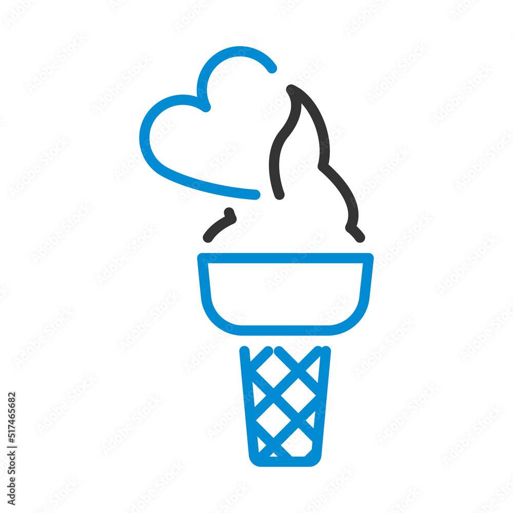 Valentine Icecream With Heart Icon Valentine Icecream With Heart Icon