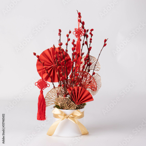 Flowers and red accessories