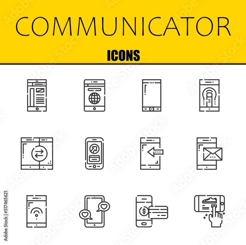 communicator vector line icons set. smartphone, smartphone and smartphone Icons. Thin line design. Modern outline graphic elements, simple stroke symbols stock illustration