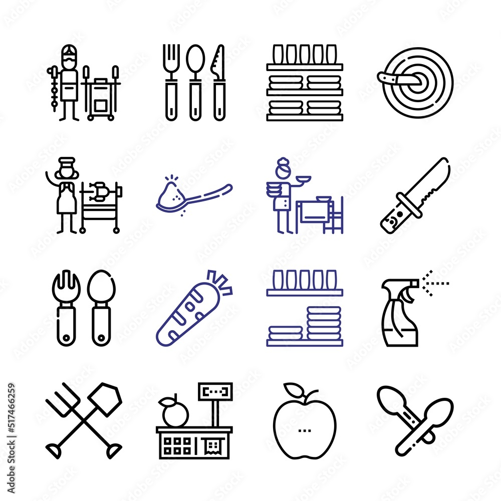 cutlery Icon Set with line icons. Modern Thin Line Style. Suitable for Web and Mobile Icon. Vector illustration EPS 10. cutlery Icon Set with line icons. Modern Thin Line Style. Suitable for Web and Mobile Icon. Vector illustration EPS 10.