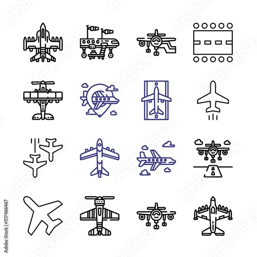 airliner Icon Set with line icons. Modern Thin Line Style. Suitable for Web and Mobile Icon. Vector illustration EPS 10.