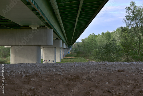 Concrete structural elements of the bridge. Steel structural elements of the bridge. Concrete pylons of the bridge.