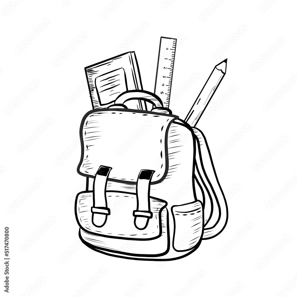 School backpack sketch Royalty Free Vector Image