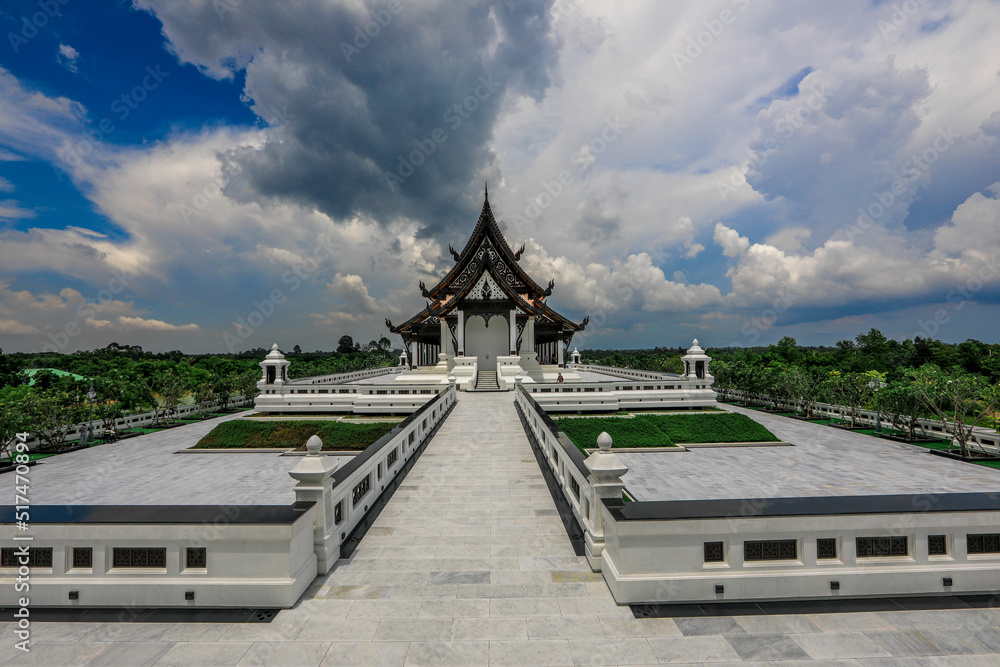 Background of a beautiful church in the middle of the water, important religious attractions in Udon Thani province of Thailand, Wat Pa Ban Tat,Atthaborin Luang Maha Bua Yannasampanno Museum Building. Background of a beautiful church in the middle of the water, important religious attractions in Udon Thani province of Thailand, Wat Pa Ban Tat,Atthaborin Luang Maha Bua Yannasampanno Museum Building.