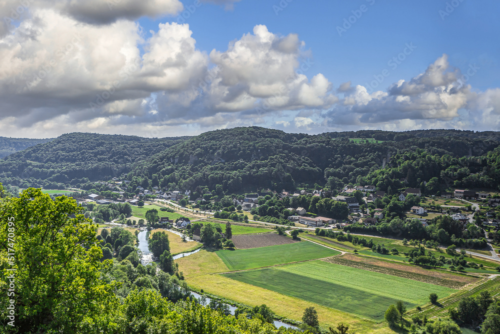 Rural landscape view in the franconian switzerland, bavaria, germany, in summer
