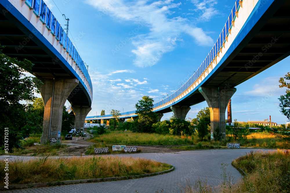Fototapeta premium Train bridges over the land