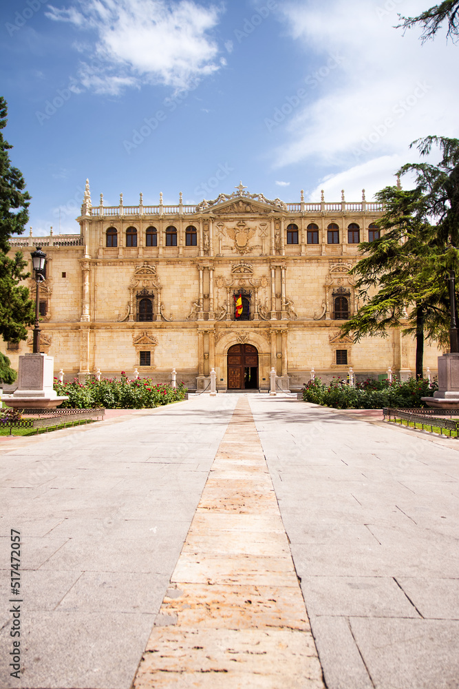 Facade of the building of the College of Saint Ildefonso, seat of the University of Alcalá de Henares