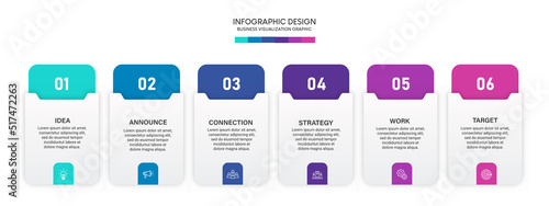 Steps business data visualization timeline process infographic template design with icons