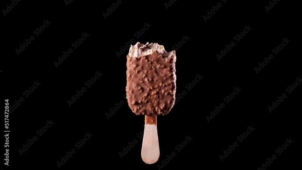 Stop motion animation of a chocolate hazelnut ice cream being eaten Stop motion animation of a chocolate hazelnut ice cream being eaten