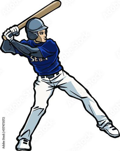 Baseball player batter swing position 