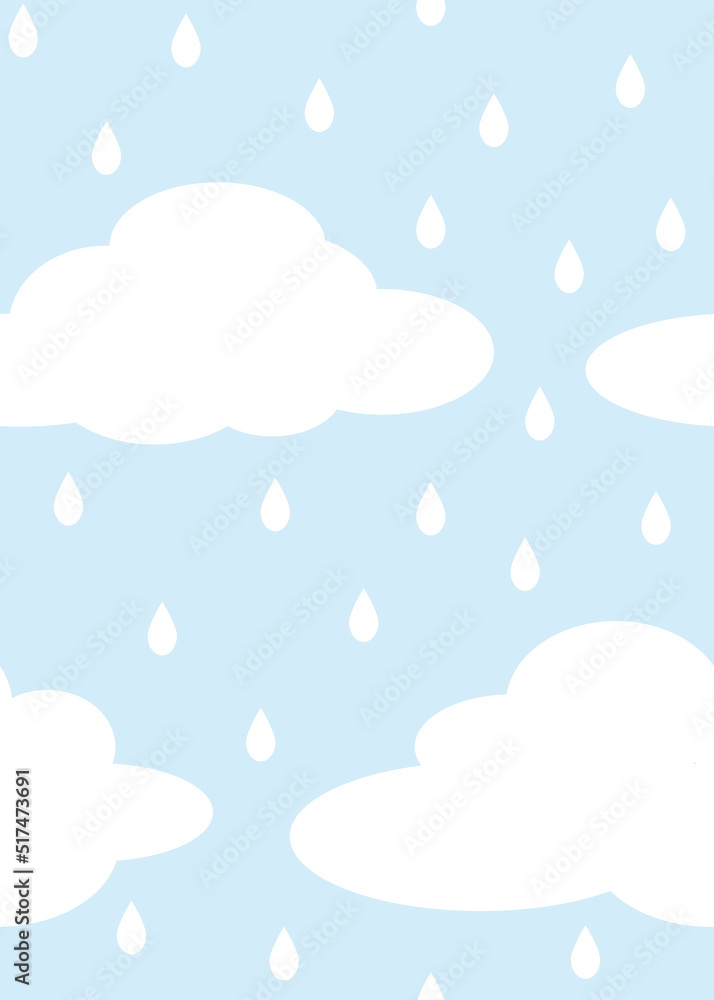 rain and clouds on a blue background