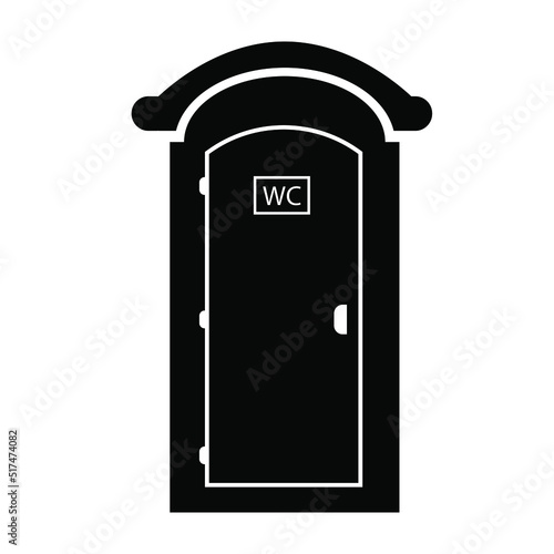 Mobile portable plastic toilet icon used in public places isolated on white background. Chemical bio toilet cabin icon. Restroom WC lavatory stall. Public convenience facilities. Vector illustration