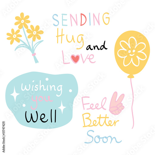 Get well soon with flower - hand drawn