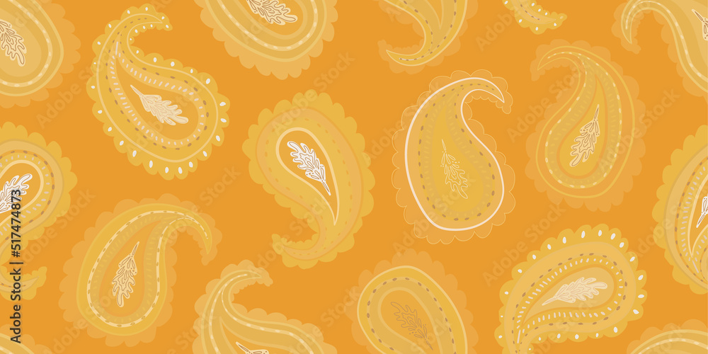 Sunny hand drawn paisley ornament pattern. Abstract trendy ethnic style. Fashionable vector template for your design. Sunny hand drawn paisley ornament pattern. Abstract trendy ethnic style. Fashionable vector template for your design.