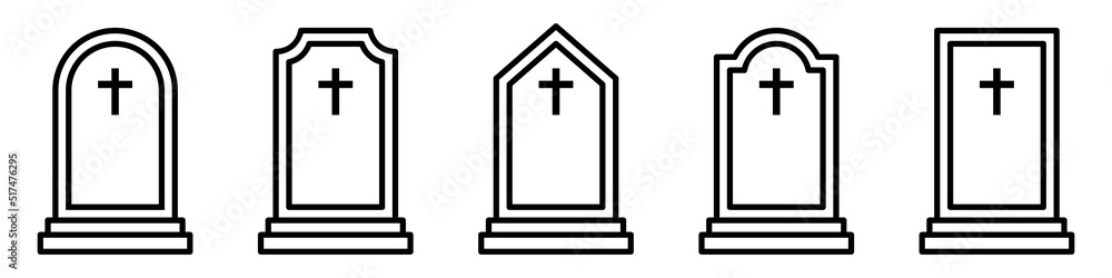 Gravestone icon. Tombstone icon. Headstone icon, vector illustration