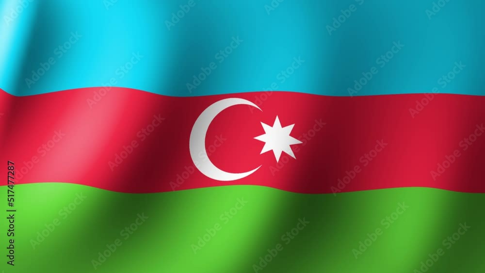 The flag of Azerbaijan is fluttering in the wind. Seamless Animation 3d The flag of Azerbaijan is fluttering in the wind. Seamless Animation 3d