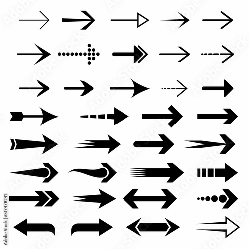 Illustration Vector Graphic a set of black arrow icons.
