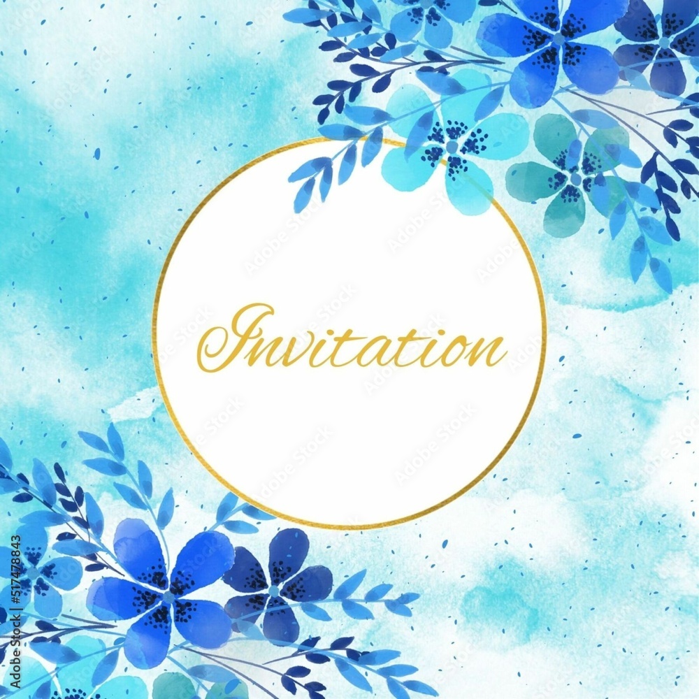 Invitation cards greeting cards thank you card blue color flower Invitation cards greeting cards thank you card blue color flower