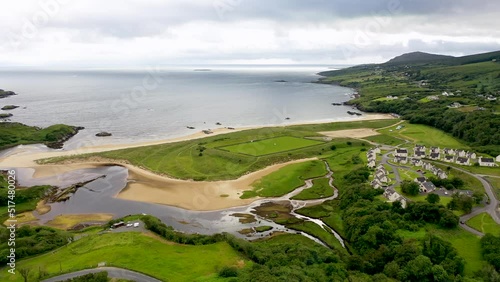 Aerial view of the Killybegs GAA pitch at Fintra beach by Killybegs, County Donegal, Ireland photo