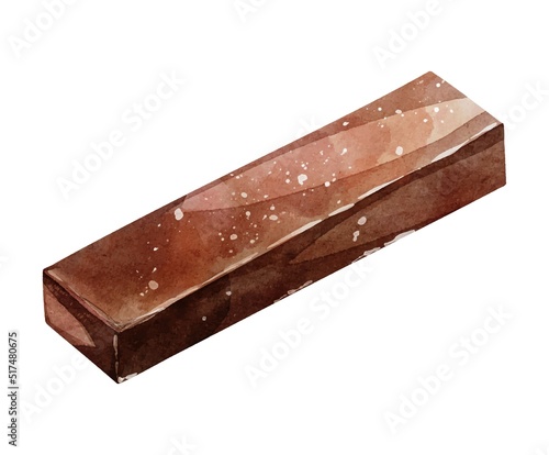 Dark Chocolate bar watercolor vector on white background