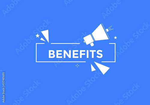 Benefits text button. Benefits speech bubble. label sign template
